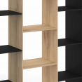 Etagère bibliothèque COLETTE avec 11 compartiments effet bois et noir H.143 cm