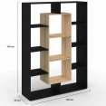 Etagère bibliothèque COLETTE avec 11 compartiments effet bois et noir H.143 cm