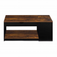 Table basse plateau relevable ELEA avec coffre bois effet vieilli et noir