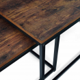 Lot de 2 tables basses gigognes DAYTON 60/70 bois effet vieilli design industriel