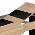 Table à manger extensible rectangle PHOENIX 6-10 personnes bois et noir bande centrale noire 160-200 cm