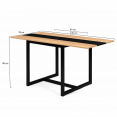 Table à manger extensible rectangle DOVER 6-8 personnes bande centrale noire design industriel 80-160 cm