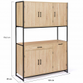 Buffet de cuisine 120 CM DETROIT rangements haut + bas 6 placards