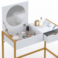 Coiffeuse ALASKA miroir rabattable avec tiroir et tabouret