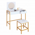 Coiffeuse ALASKA miroir rabattable avec tiroir et tabouret