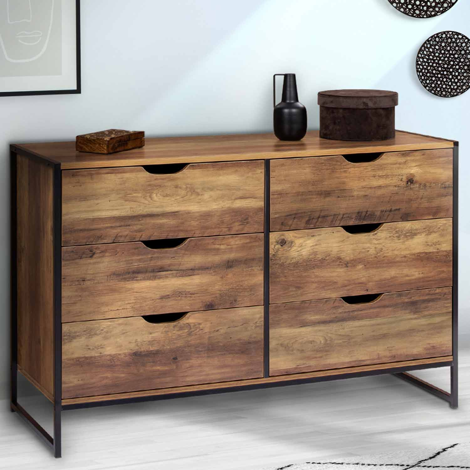 Commode en Bois de Teck recyclé 2 tiroirs 2 Portes