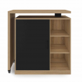 Ilot rotatif POLO meuble de bar pivotant 2 en 1 imitation hêtre porte noire