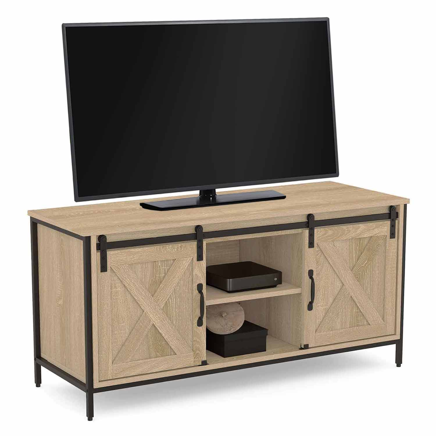 Meuble TV style industriel 2 portes grange coulissantes