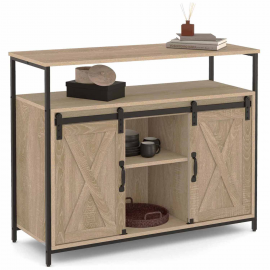 Buffet 2 portes grange coulissantes QUEBEC design industriel 100 cm