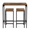 Ensemble table haute de bar DAYTON 100 cm et 2 tabourets effet vieilli design industriel