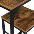 Ensemble table haute de bar DAYTON 100 cm et 2 tabourets effet vieilli design industriel