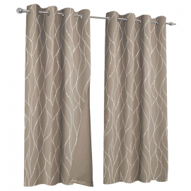 Lot de 2 rideaux thermiques taupe motif courbe 140x240 cm