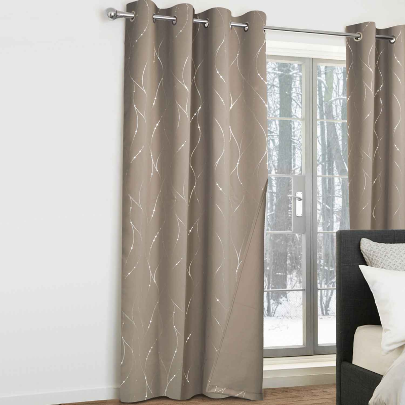 Tissu isolant obscurcissant et thermique taupe