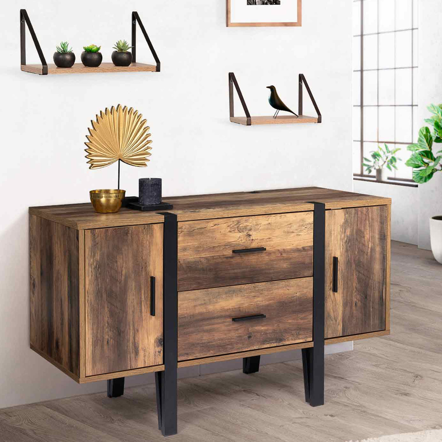 Buffet bois foncé avec pied épingle