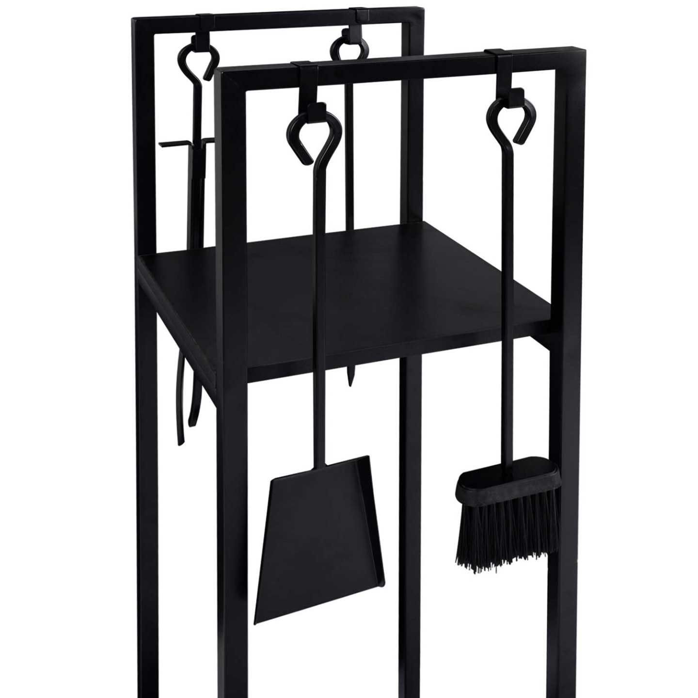 Range Bûches Vertical IDMarket - 112 Cm Hauteur, Acier Noir Avec Plateau 33x33 Cm