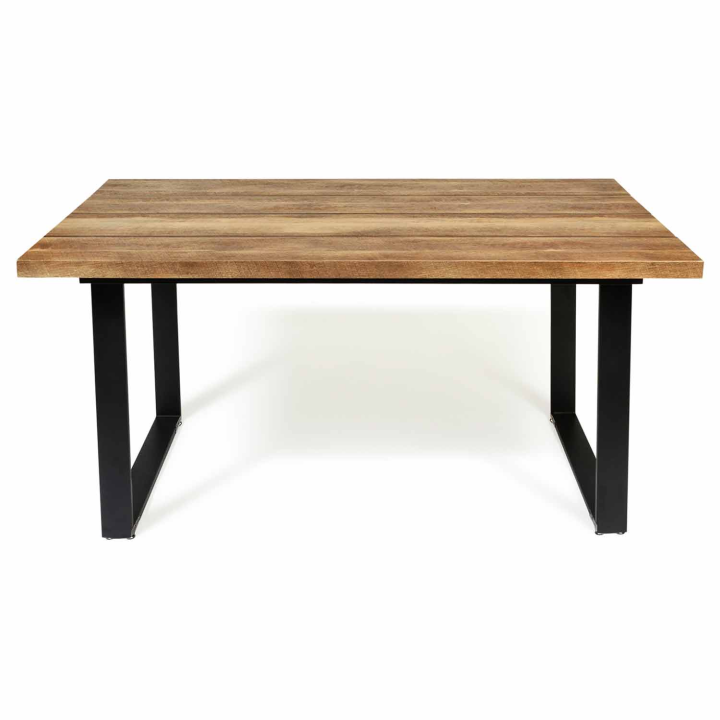Table à manger rectangle BLANCA 6 personnes plateau ajouré effet lattes 160 cm Table à manger rectangle BLANCA 6 personnes plateau ajouré effet lattes 160 cm