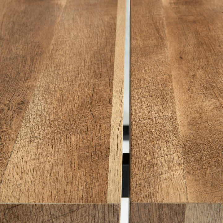 Table à manger rectangle BLANCA 6 personnes plateau ajouré effet lattes 160 cm Table à manger rectangle BLANCA 6 personnes plateau ajouré effet lattes 160 cm
