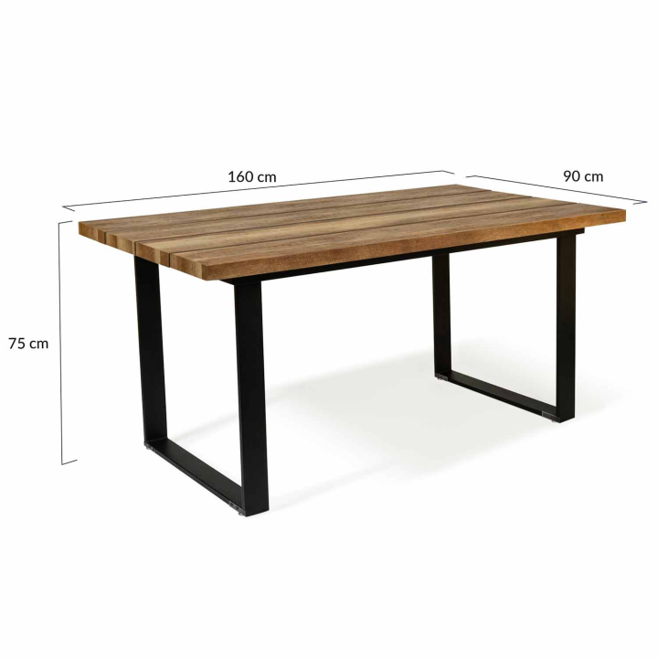 Table à manger rectangle BLANCA 6 personnes plateau ajouré effet lattes 160 cm Table à manger rectangle BLANCA 6 personnes plateau ajouré effet lattes 160 cm