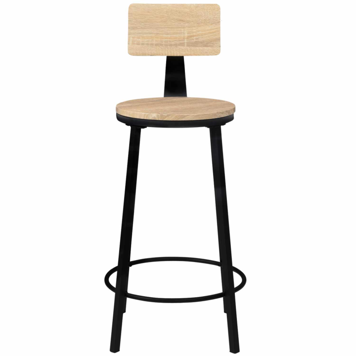 Lot de 4 tabourets de bar DETROIT assise ronde avec dossier design industriel Lot de 4 tabourets de bar DETROIT assise ronde avec dossier design industriel