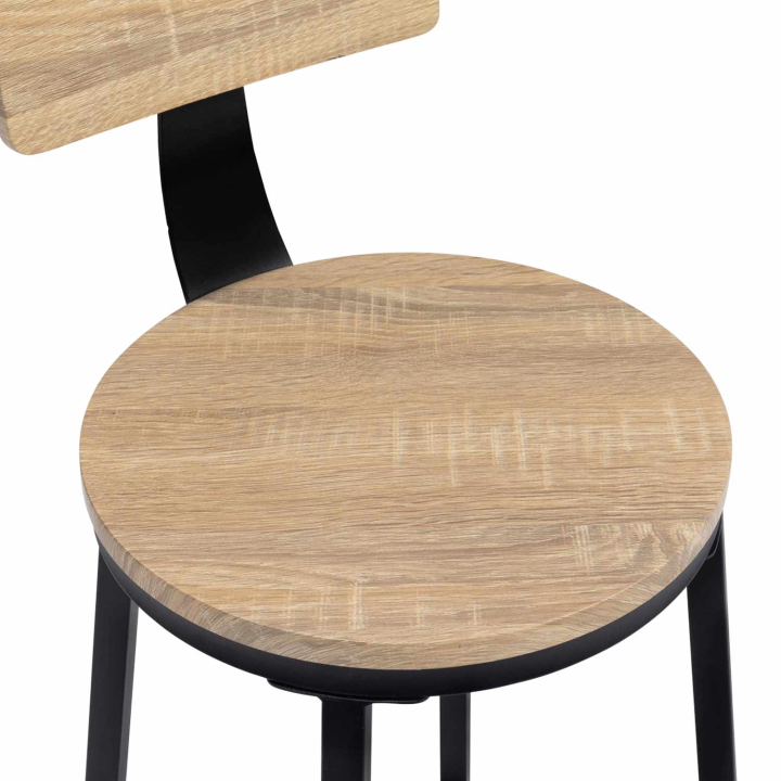 Lot de 4 tabourets de bar DETROIT assise ronde avec dossier design industriel Lot de 4 tabourets de bar DETROIT assise ronde avec dossier design industriel
