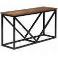 Range bûches horizontal DAYTON acier noir plateau bois vieilli pour cheminée