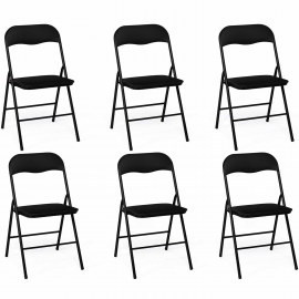 Lot de 6 chaises pliantes KITY noires en PU Lot de 6 chaises pliantes KITY noires en PU