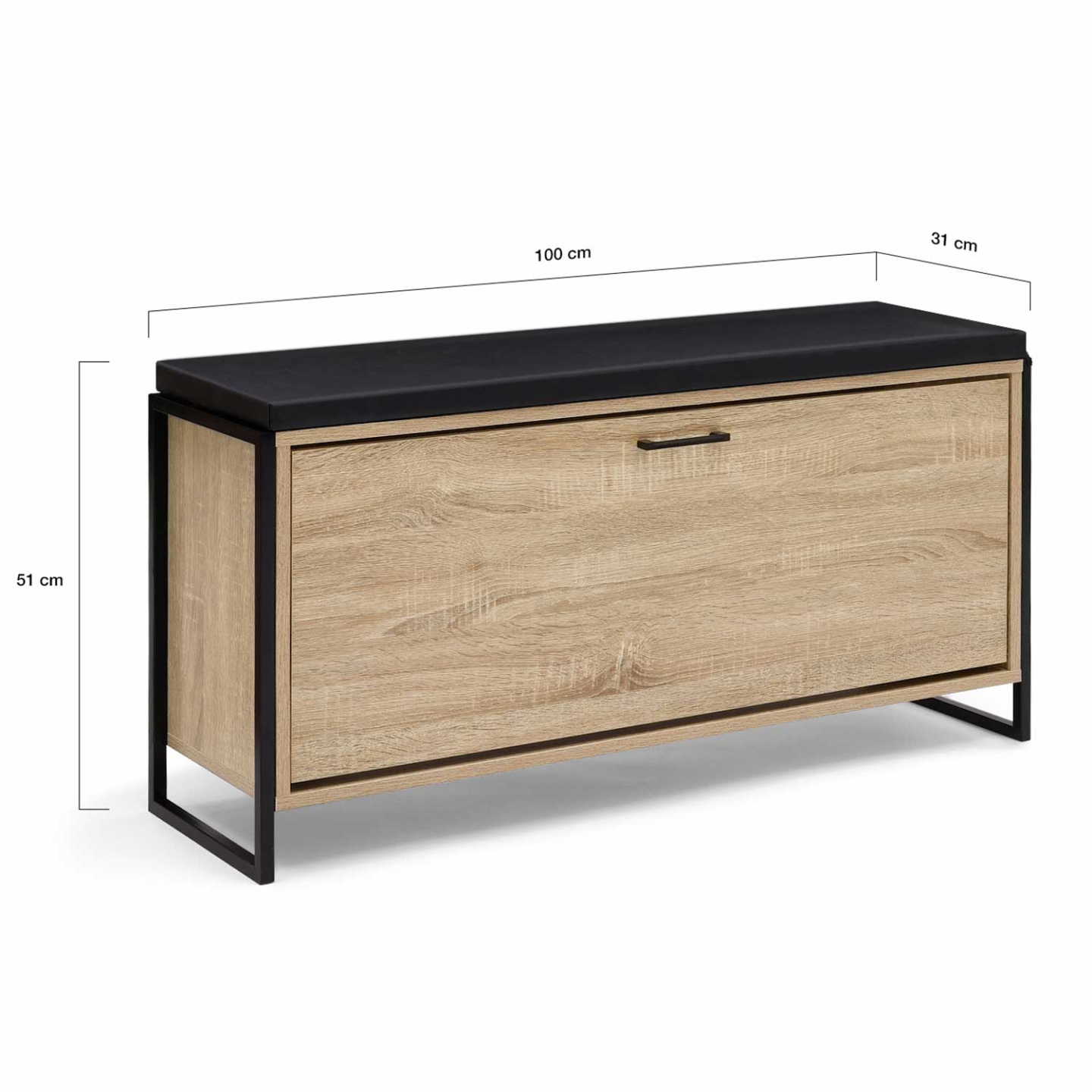 Banc d'entrée avec rangement | Métal et bois | Industriel | MobIn