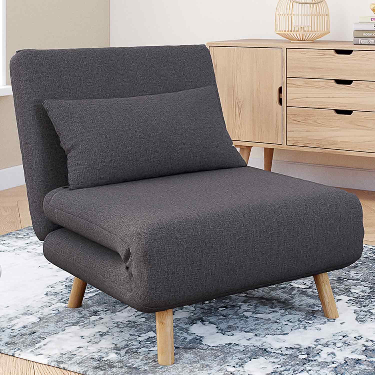 Fauteuil convertible en lit 1 place gris anthracite