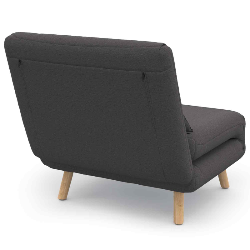 ID MARKET Fauteuil Scandinave NAT En Tissu Gris Anthracite Pas Cher