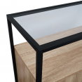 Buffet 2 portes SOLANO plateau en verre et pied métal design industriel 100 cm