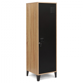 Armoire vestiaire ESTER bois porte métal noir design industriel Armoire vestiaire ESTER bois porte métal noir design industriel