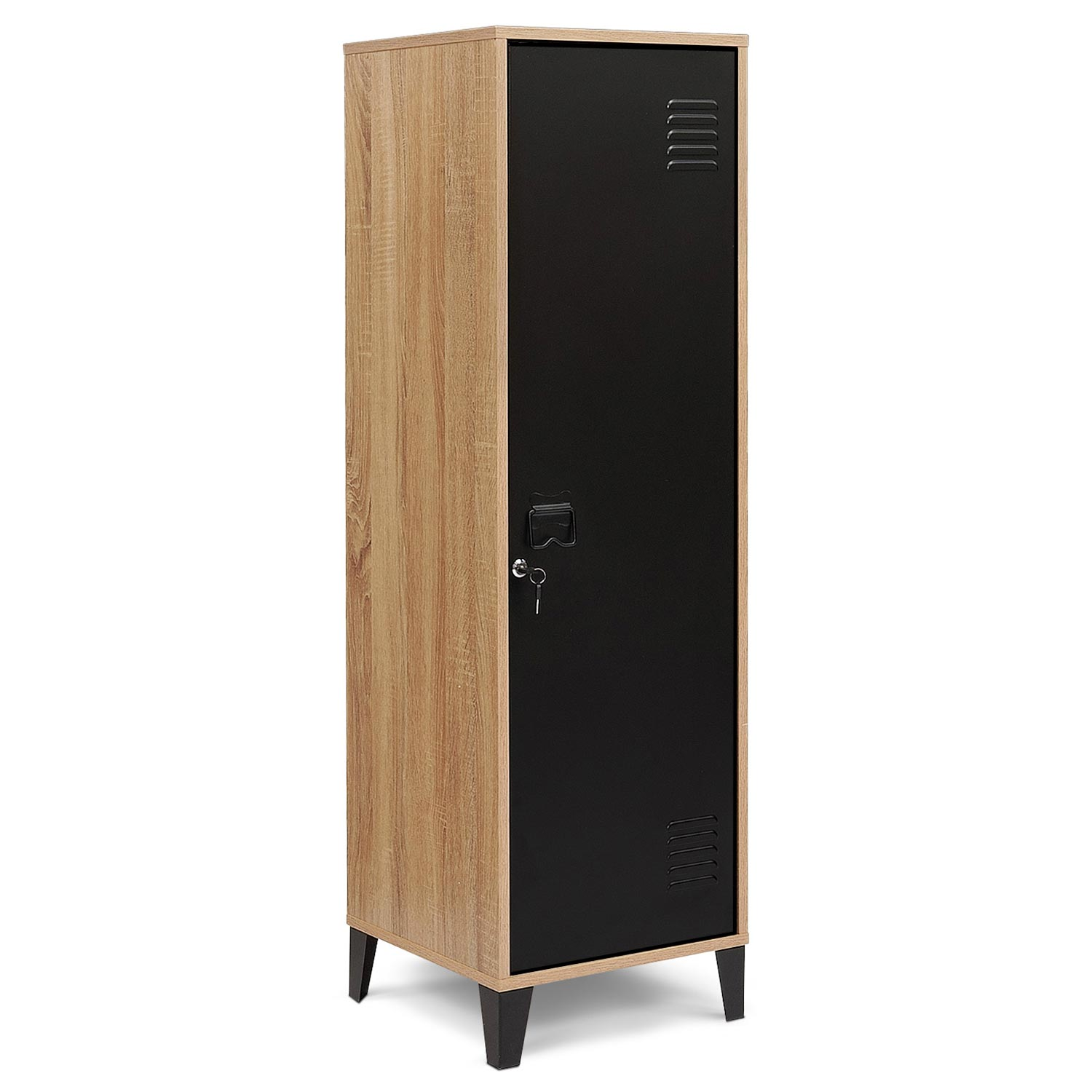Armoire vestiaire bois et porte métallique noire ESTER ID Market