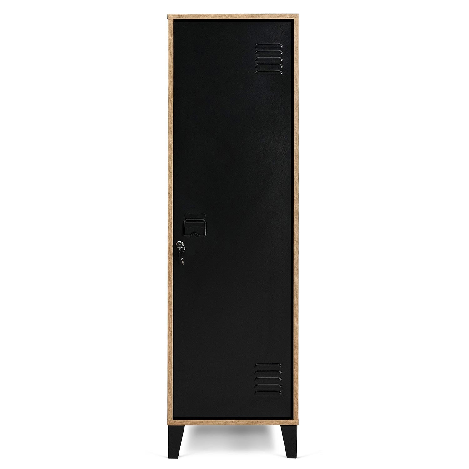 Armoire vestiaire bois et porte métallique noire ESTER ID Market