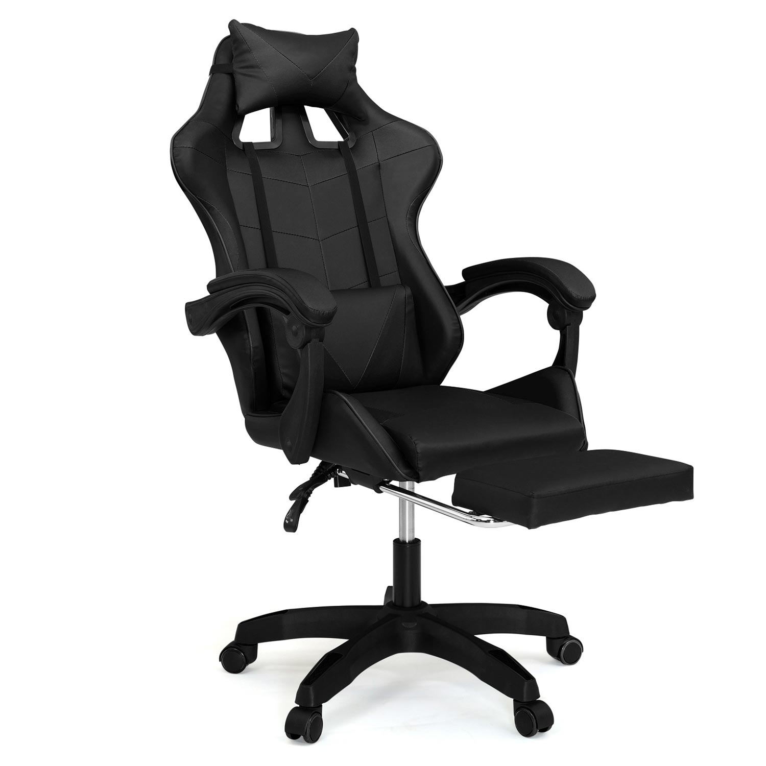 Fauteuil gamer noir réglable et inclinable avec repose pied