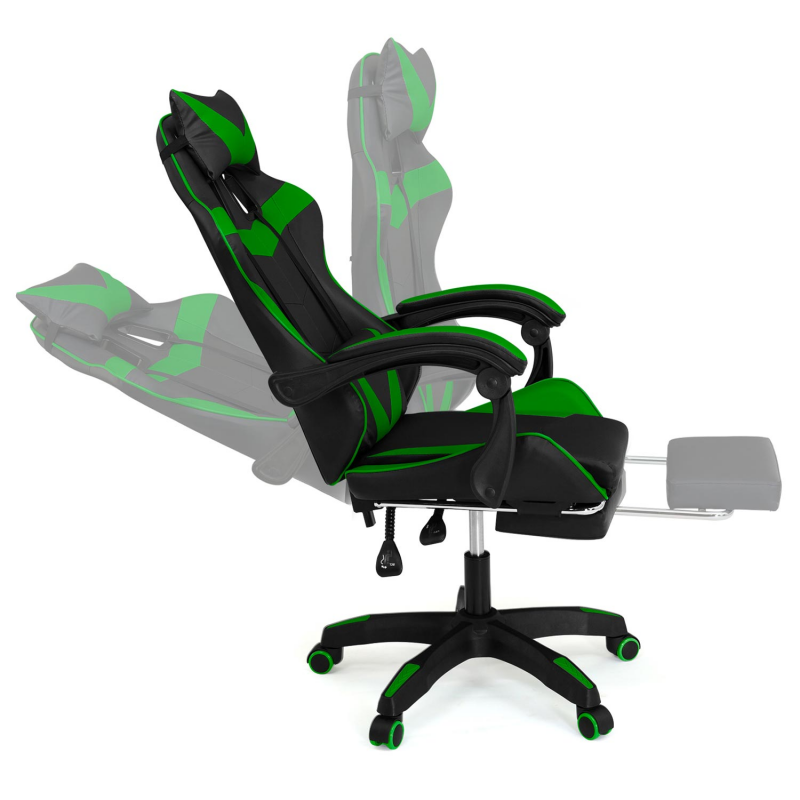 Fauteuil de bureau Gaming gamer GREENFIGHT vert et noir