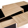 Table à manger extensible rectangle EDEN 6-10 personnes bois et noir bande centrale noire 160-200 cm