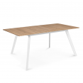 Table scandinave extensible INGA 160-200 cm plateau bois pieds blancs