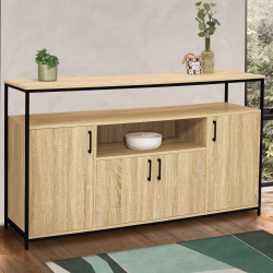 15517 - Credenza industriale a 4 ante con nicchia da 140 cm Buffet 4 portes 140 cm DETROIT avec niche design industriel