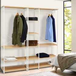 15479 - Armadio industriale bianco 150 cm Dressing modulable DETROIT XXL design industriel bois et métal blanc