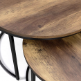 Lot de 2 tables basses gigognes HAWKINS rondes 54/70 effet vieilli design industriel