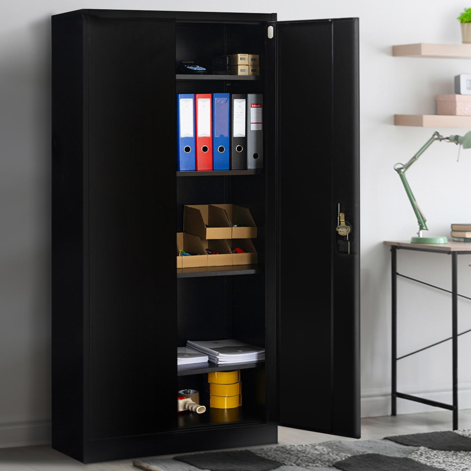 Armoire de bureau en métal noir 80x180 cm