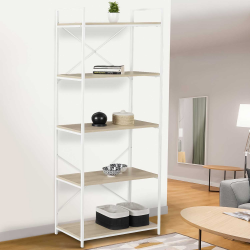 15491 - Estantería industrial de madera y metal blanco, 5 niveles Etagère 5 niveaux DETROIT 170cm design industriel métal blanc
