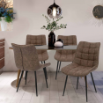 Lot de 4 chaises MADY en PU marron vintage pour salle à manger