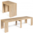 Table console extensible ORLANDO 14 personnes 300 cm bois façon hêtre