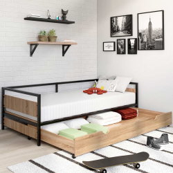14904 - Letto industriale per bambini con cassetto 90x190 Lit enfant DETROIT 90 x 190 cm avec tiroir gigogne style industriel