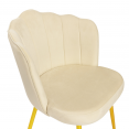 Lot de 2 chaises coquillage ADELLA beige en velours pieds dorés