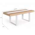 Table à manger extensible rectangle PHOENIX 6-10 personnes bois et blanc bande centrale blanche 160-200 cm