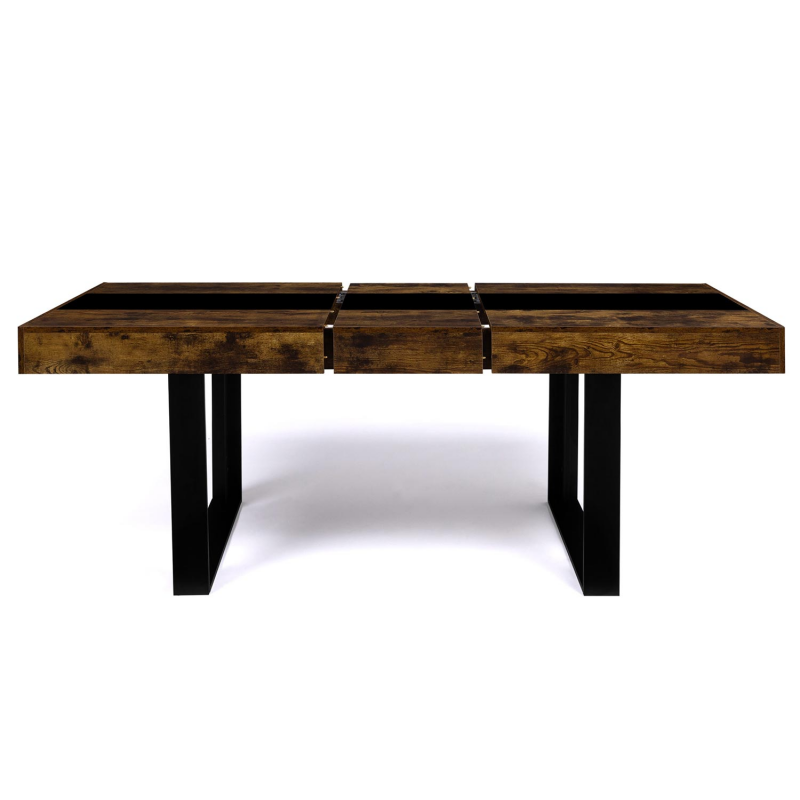 IDMarket Table à Manger Phoenix 160cm - Bois Et Noir, 6 Personnes, Style Loft Contemporain