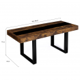 Table à manger extensible rectangle PHOENIX 6-10 personnes bois effet vieilli et noir bande centrale noire 160-200 cm
