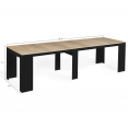 Table console extensible ORLANDO 14 personnes 300 cm bois noir et façon hêtre